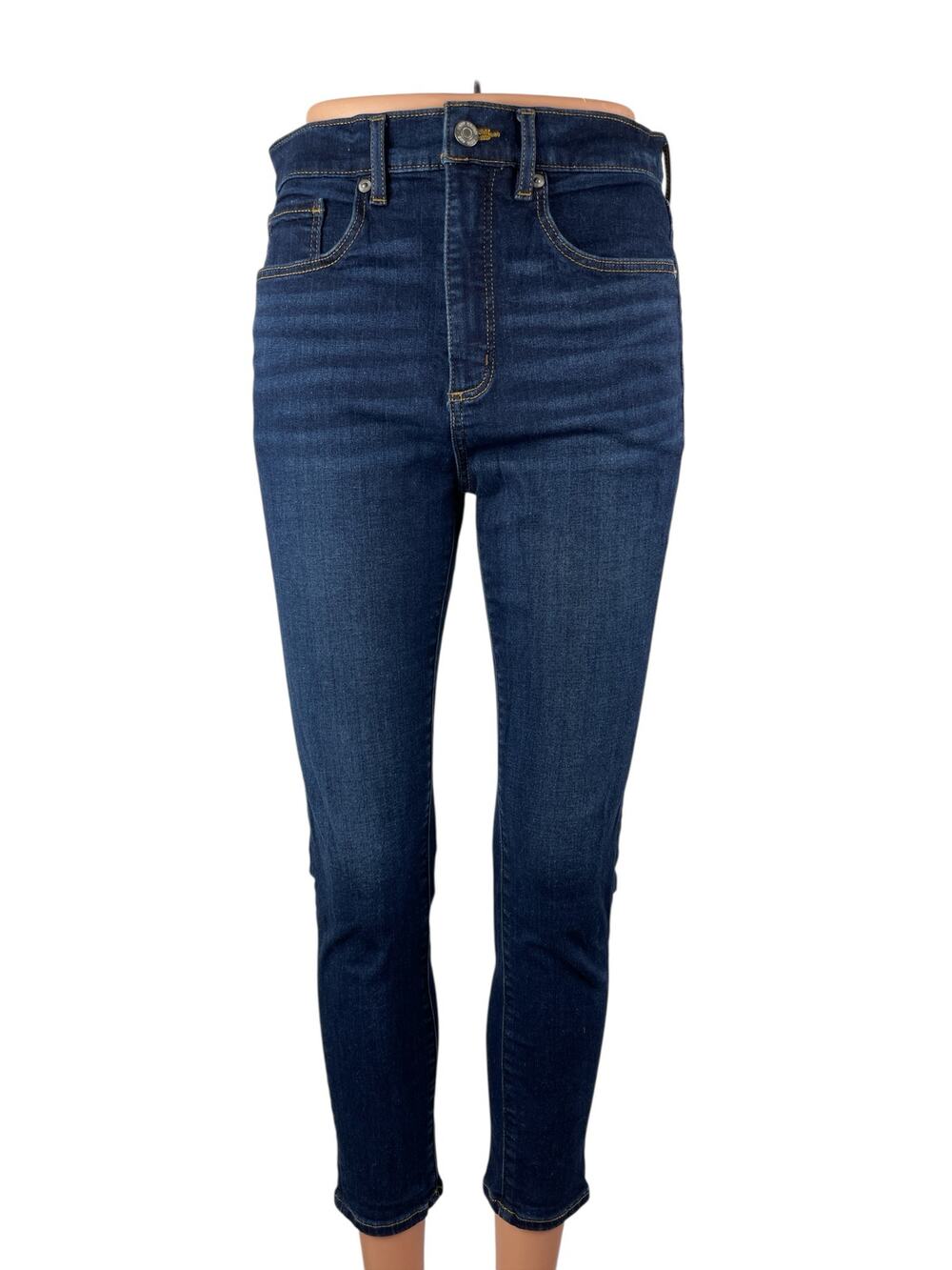 Ann Taylor LOFT Women's Blue Dark Wash Y2k Cropped Skinny Denim Jeans Size 6P